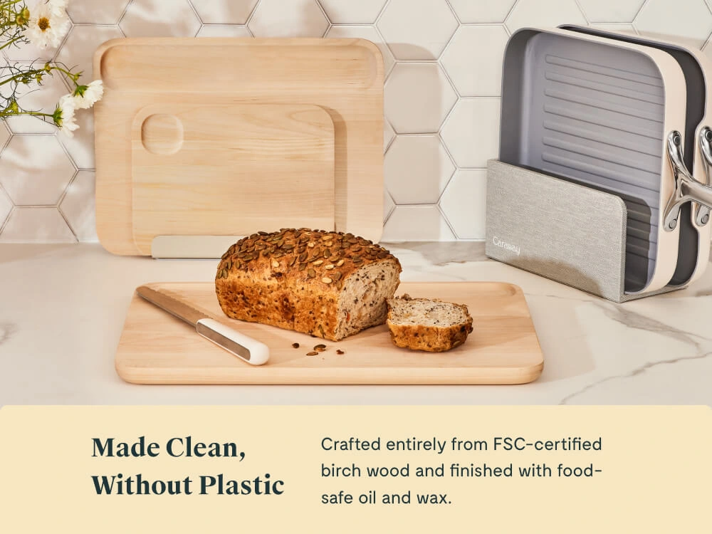 Caraway Cutting Board Set (3-Piece) — FSC-Certified Birch Wood with Juice Grooves