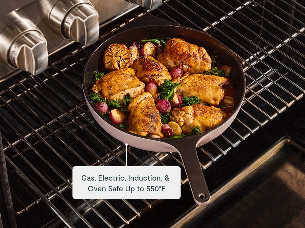 Caraway Enameled Cast Iron Skillet Trio — 8", 10.5", and 12" Fry Pans