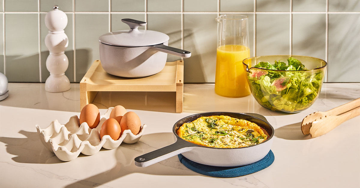 Caraway Enameled Cast Iron Mini Duo — 8" Skillet & 1.8 qt Saucepan with Storage Organizer