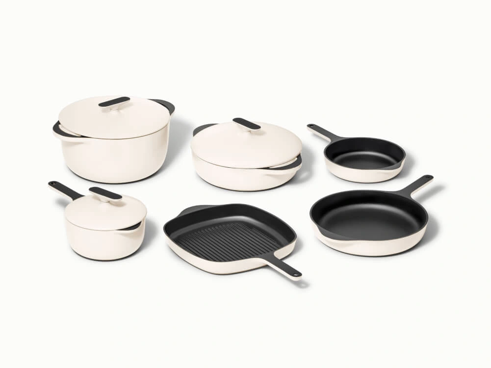 Caraway Enameled Cast Iron Set & Minis – 12-Piece Non-Toxic Cookware with Dutch Oven, Skillet, Braiser, Grill Pan & 2 Mini Pans – All Stovetops, Lifetime Warranty