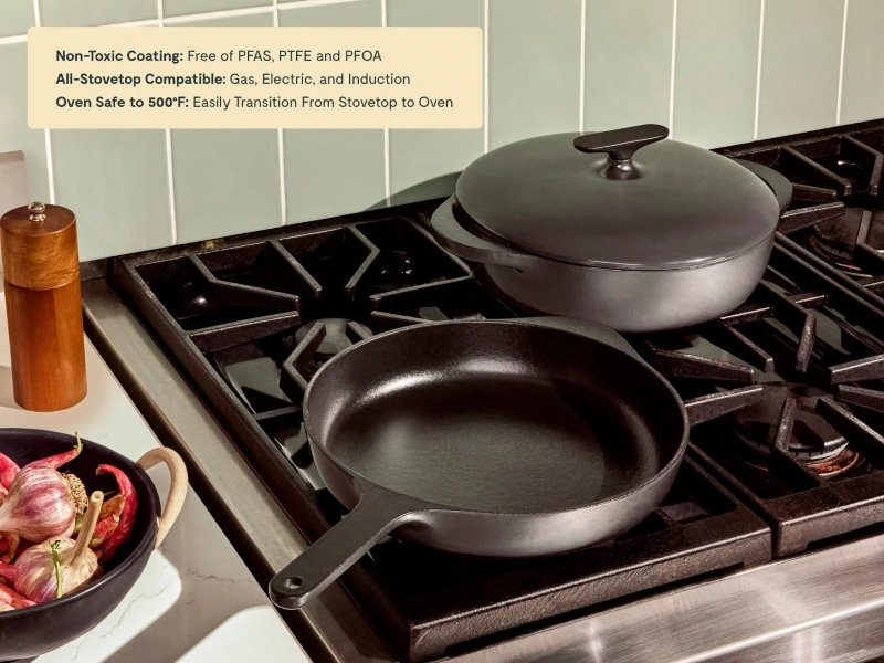 Caraway Enameled Cast Iron Skillet & Braiser Duo