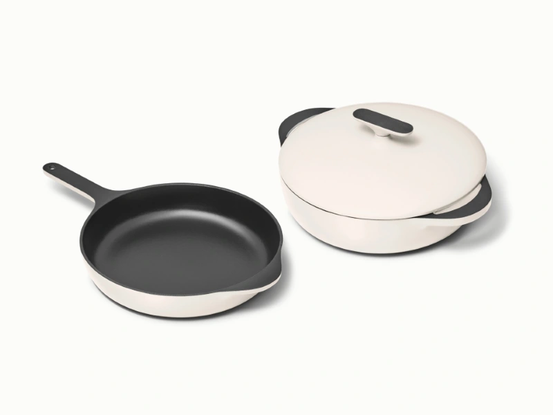 Caraway Enameled Cast Iron Skillet & Braiser Duo