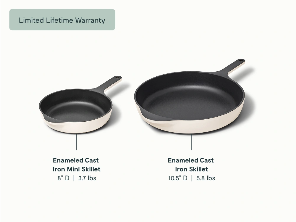 Caraway Enameled Cast Iron Skillet Duo - 8 Inch Mini & 10.5 Inch Skillets