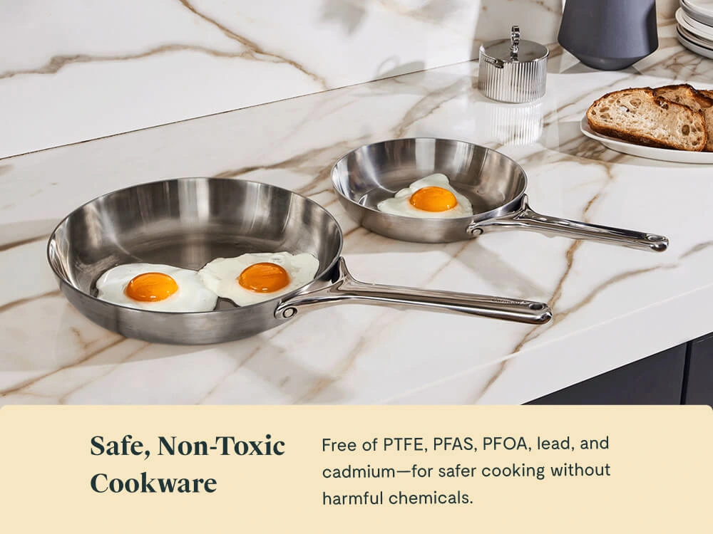 Caraway Stainless Steel Fry Pan Duo - 8 Inch & 10.5 Inch Pans