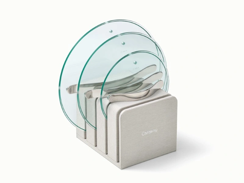Caraway Glass Lid Set (3-Piece) — Oven-Safe Tempered Glass with Organizer