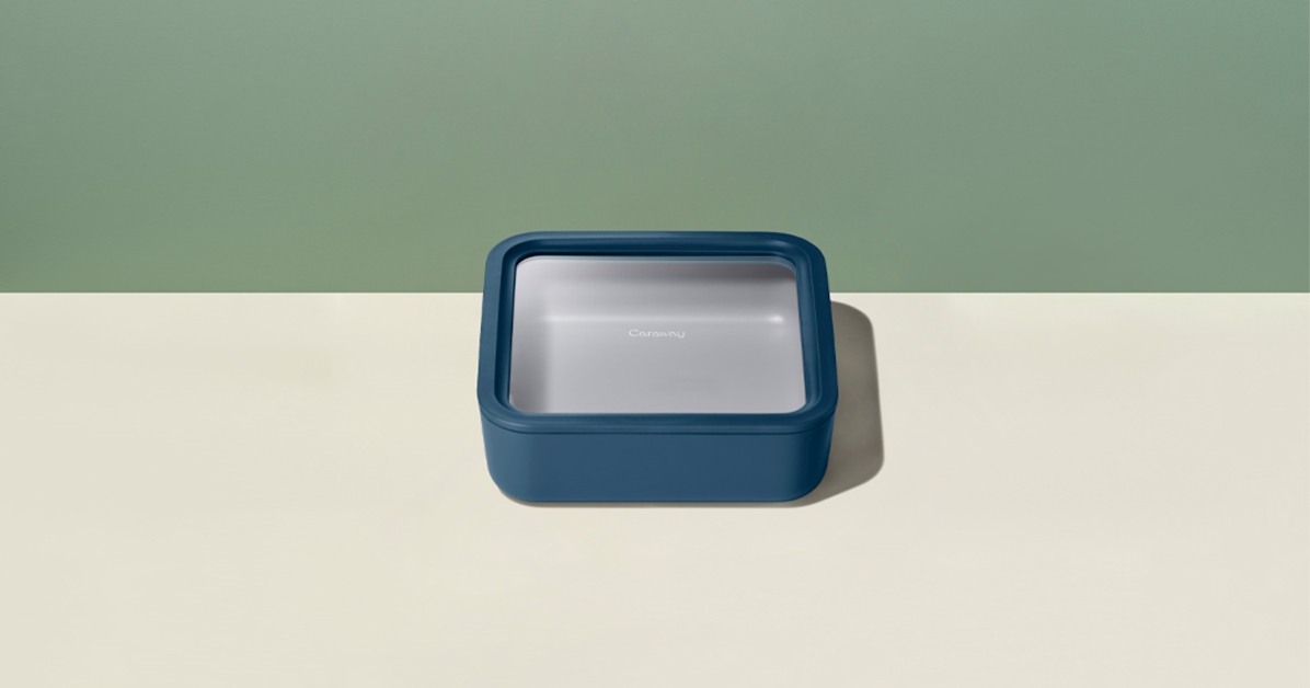 Caraway Ceramic-Coated Glass Food Storage Container — 10 Cup, Air Release Technology