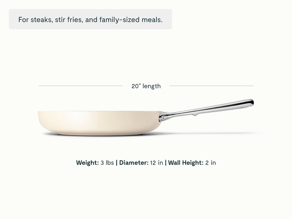 Caraway Fry Pan Trio — 8", 10.5", & 12" Ceramic Non-Stick Frying Pans (No Lids)