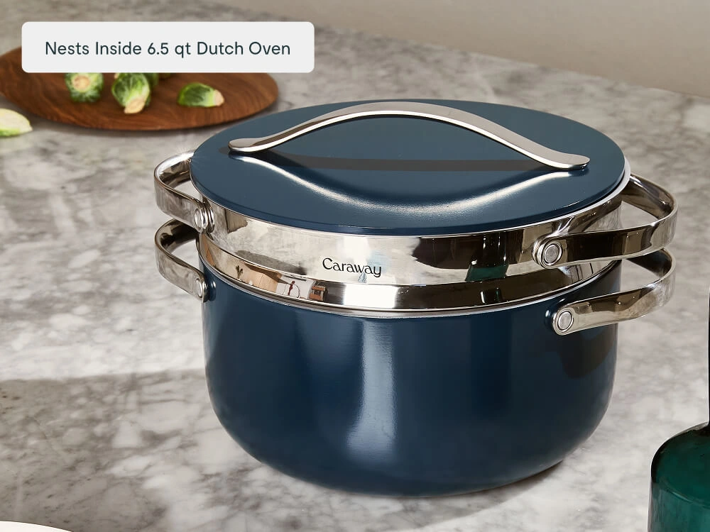 Caraway Large Steamer — Non-Stick Ceramic Coated Stainless Steel Steamer Basket