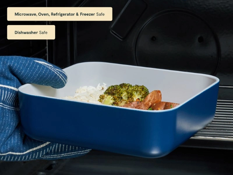 Caraway Ceramic-Coated Glass Food Storage Container — 10 Cup, Air Release Technology