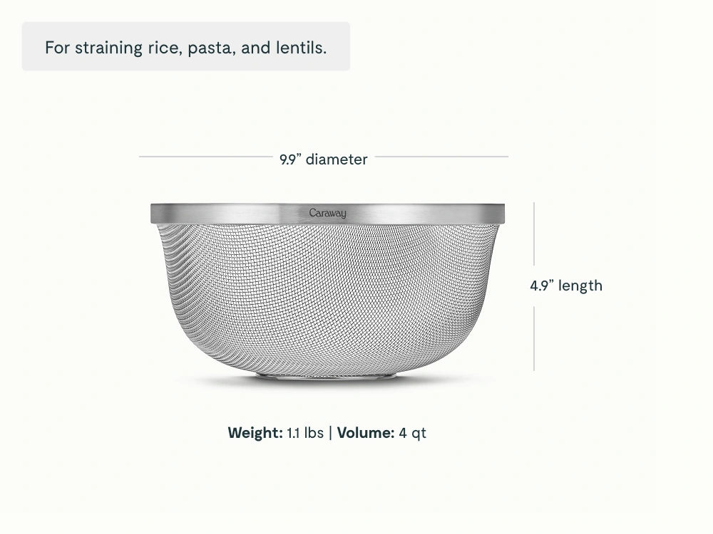 Caraway Medium Stainless Steel Strainer — 4 Quart Capacity