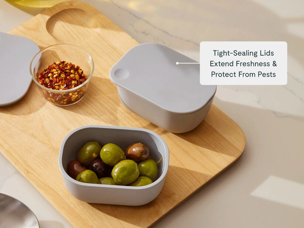 Caraway Mini Dash Containers (Set of 4) — 5 oz Glass Food Storage with Lids