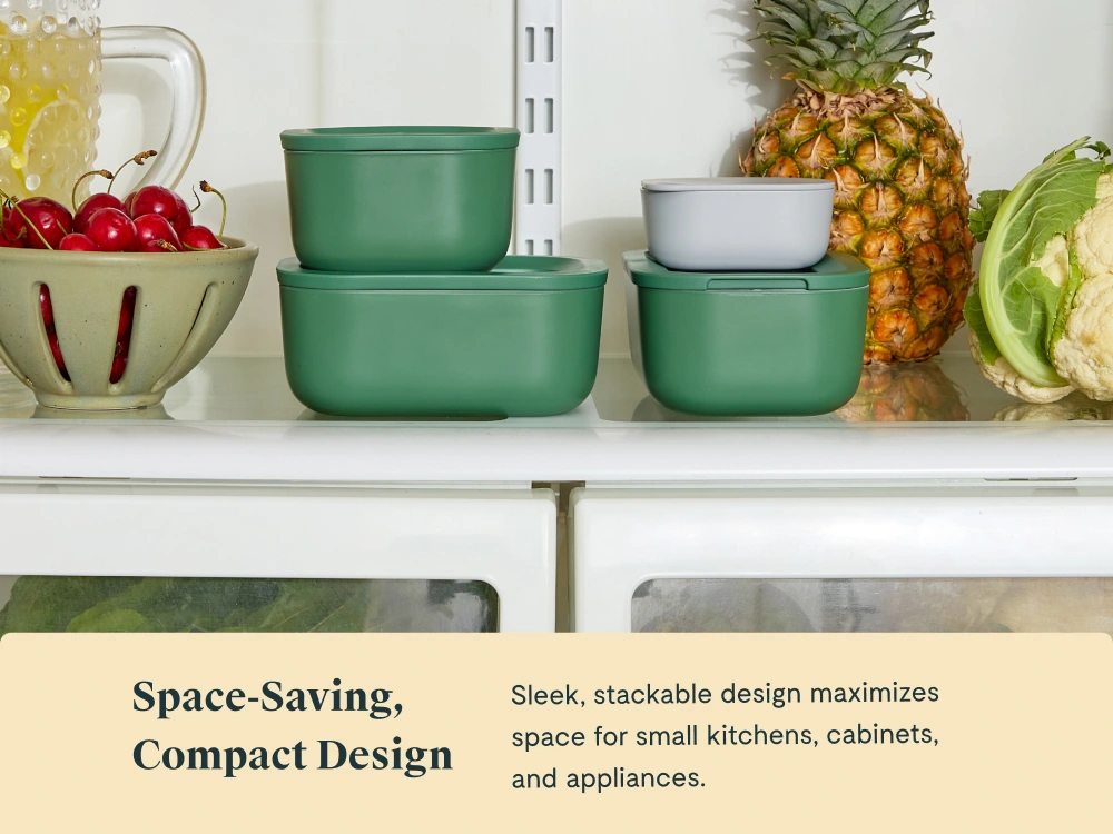 Caraway Mini Food Storage Set – Non-Toxic Glass Containers with Ceramic-Coated Lids, Dishwasher Safe, Oven Safe to 450°F – Includes Storage Organizer