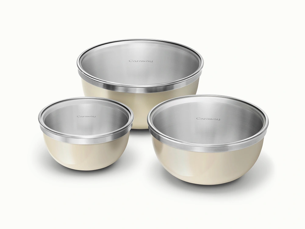 Caraway 6-Piece Stainless Steel Mixing Bowl Set with Glass Lids
