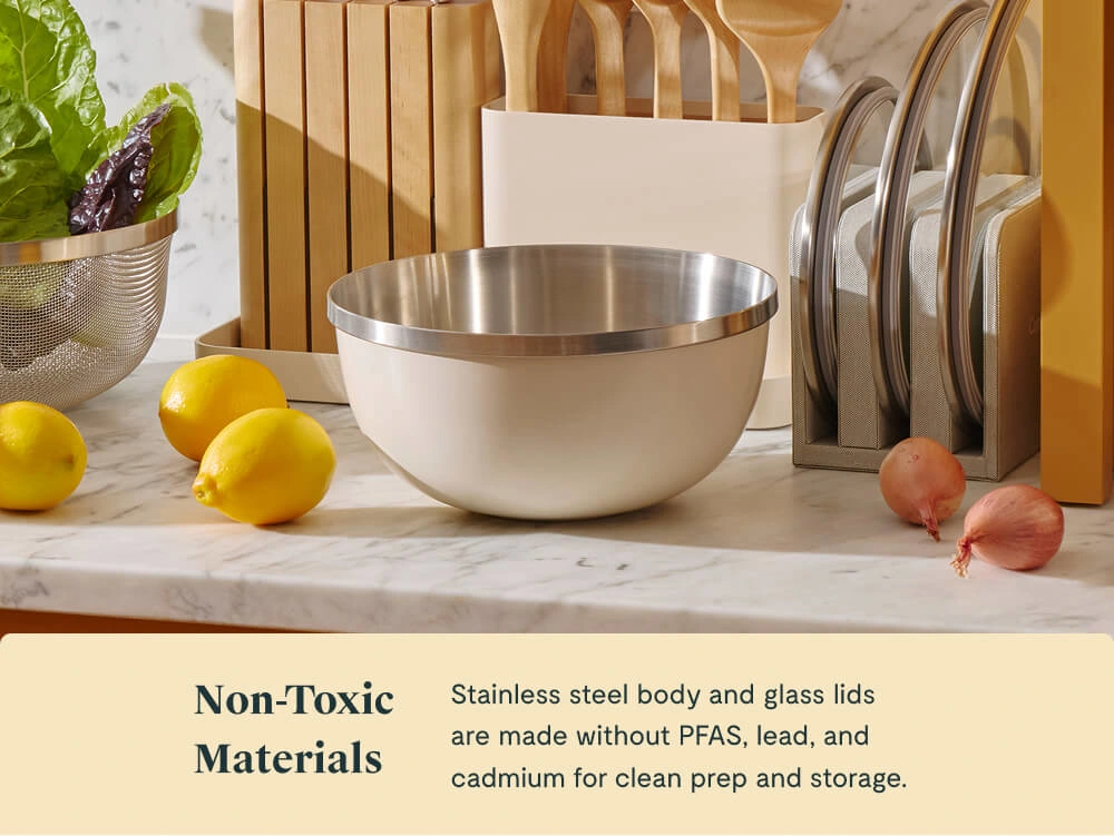 Caraway 6-Piece Stainless Steel Mixing Bowl Set with Glass Lids