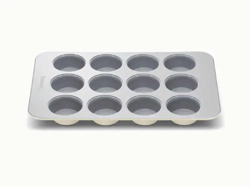 Caraway 12-Cup Nonstick Ceramic Muffin Pan – Non-Toxic, Aluminized Steel, Oven Safe to 550°F – PTFE & PFOA Free