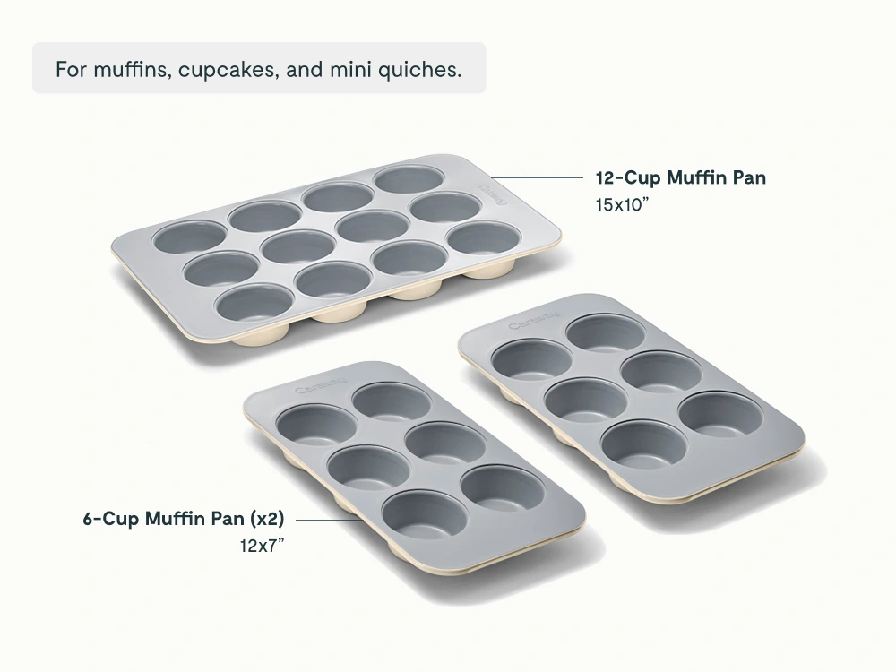 Caraway Muffin Pan Trio – 12-Cup & Two 6-Cup Pans