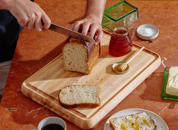 Caraway 12" Prep & Serve Butcher Block — Dual-Sided, Edge-Grain Wood, Made in USA