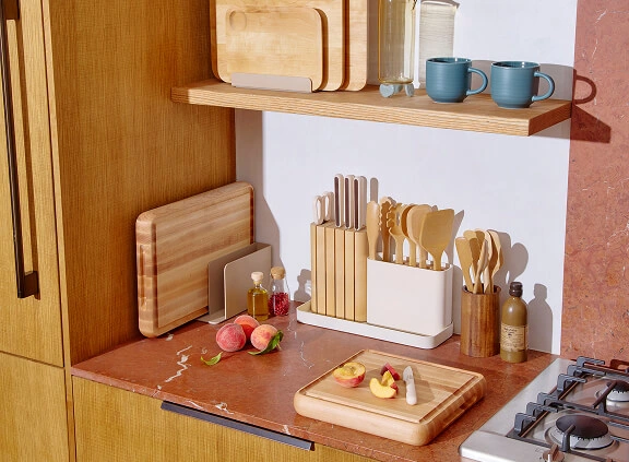 Caraway 12" Prep & Serve Butcher Block — Dual-Sided, Edge-Grain Wood, Made in USA