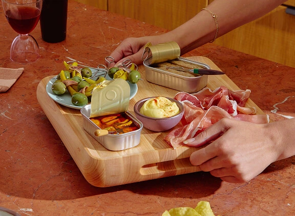 Caraway 12" Prep & Serve Butcher Block — Dual-Sided, Edge-Grain Wood, Made in USA