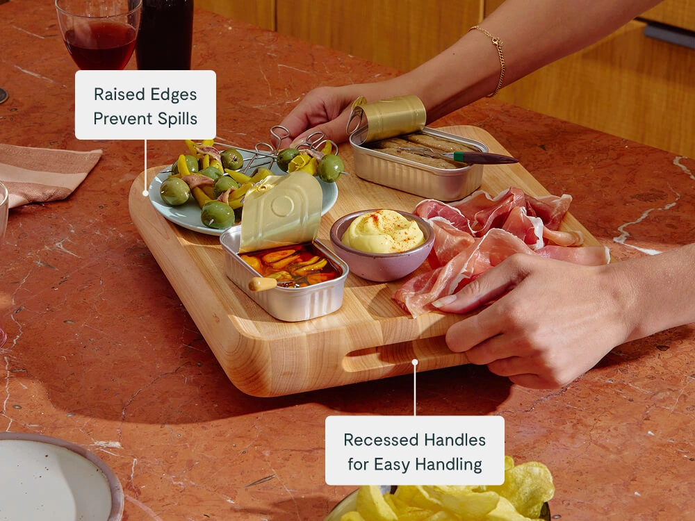 Caraway Prep & Serve Butcher Block Set – Dual-Sided Edge-Grain Wood Cutting Board