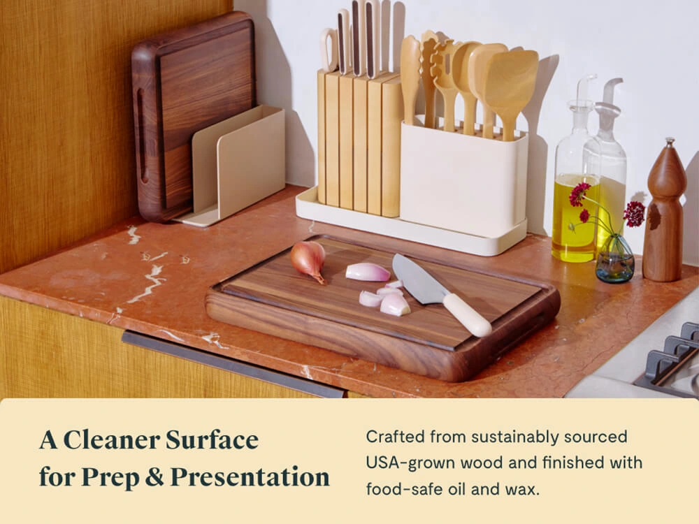 Caraway Prep & Serve Butcher Block Set – Dual-Sided Edge-Grain Wood Cutting Board