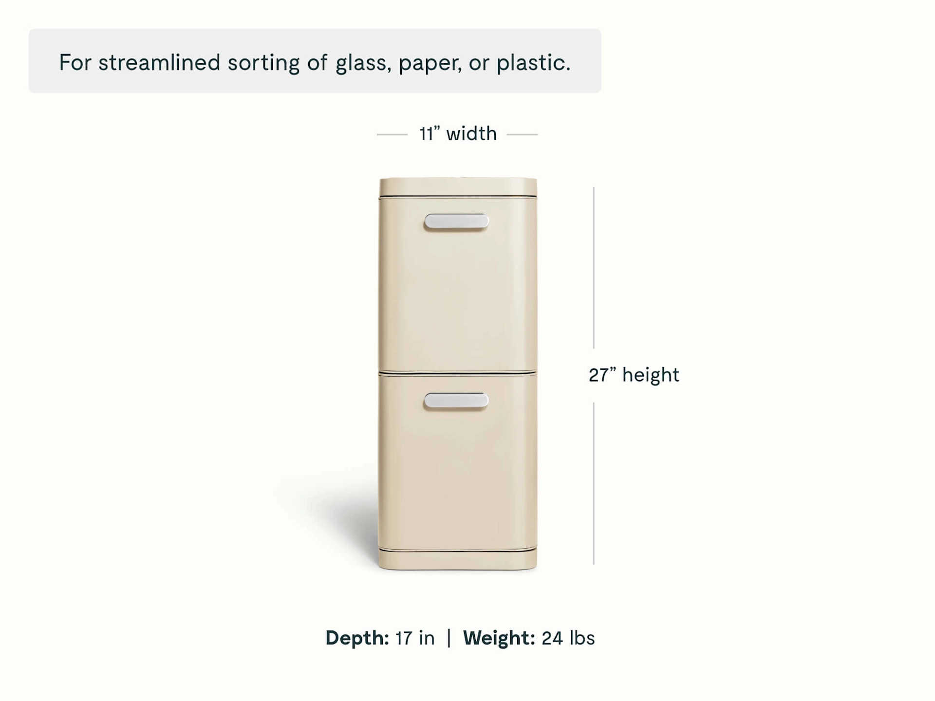 Caraway 45L 2-Drawer Recycling Bin — Dual Compartment, Fingerprint Resistant Finish