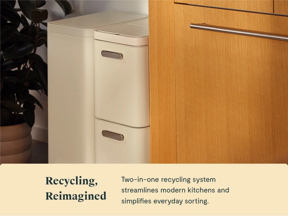 Caraway 45L 2-Drawer Recycling Bin — Dual Compartment, Fingerprint Resistant Finish