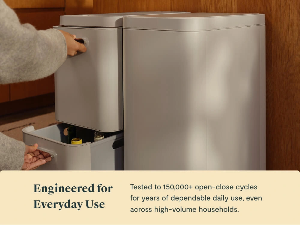 Caraway 45L 2-Drawer Recycling Bin — Dual Compartment, Fingerprint Resistant Finish