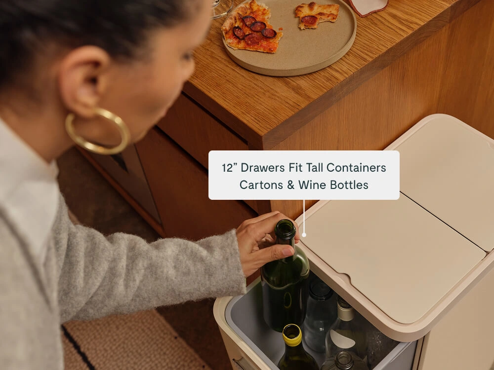 Caraway 45L 2-Drawer Recycling Bin — Dual Compartment, Fingerprint Resistant Finish