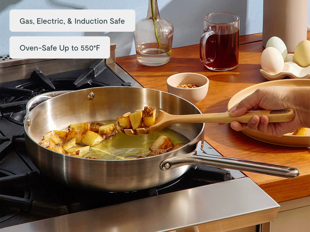 Caraway 4.5 Qt Stainless Steel Sauté Pan — 5-Ply Clad, Oven Safe to 550°F