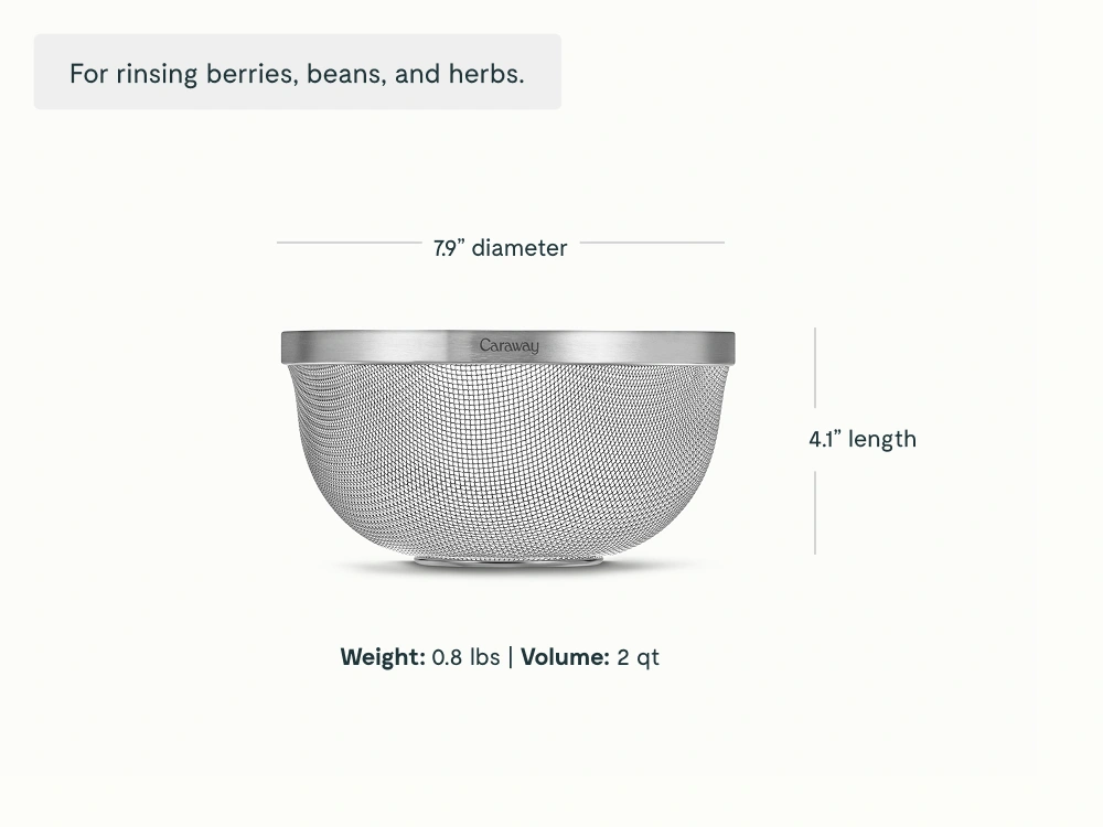 Caraway Small Stainless Steel Strainer — 2 Quart Capacity