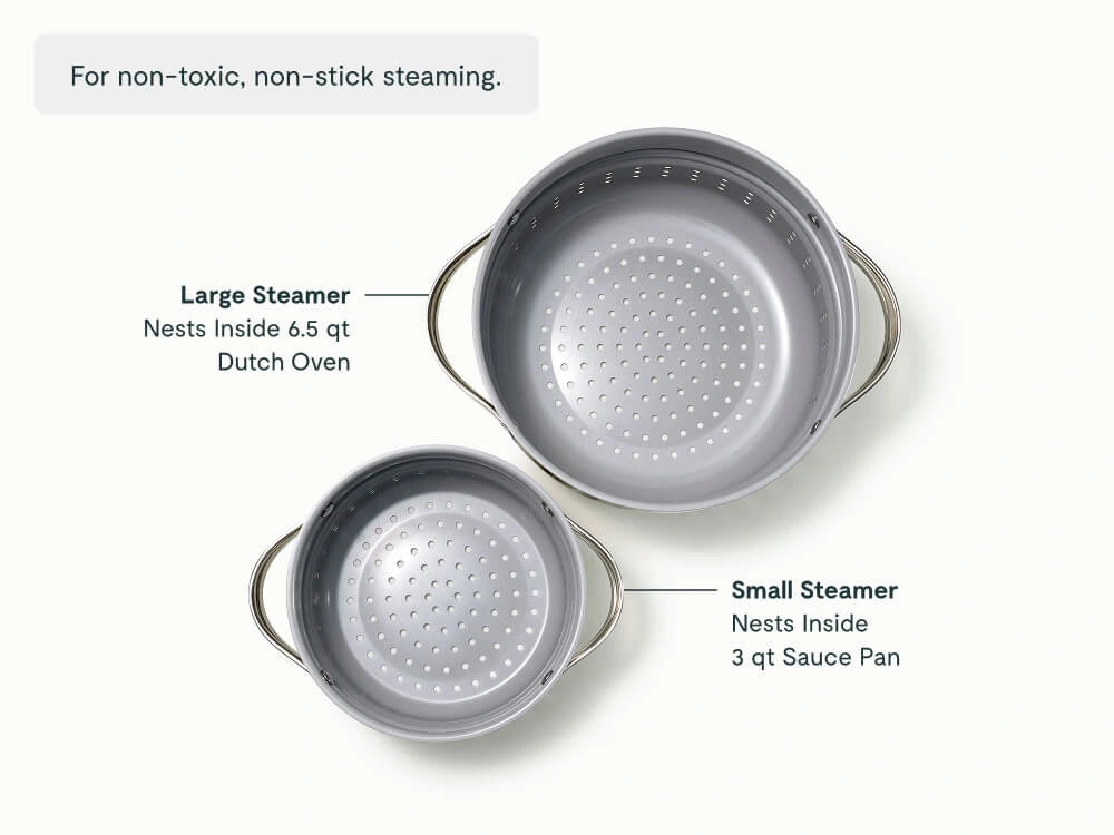 Caraway Steamer Duo – Modular Stainless Steel Steamer Basket for 3 qt Sauce Pan & 6.5 qt Dutch Oven