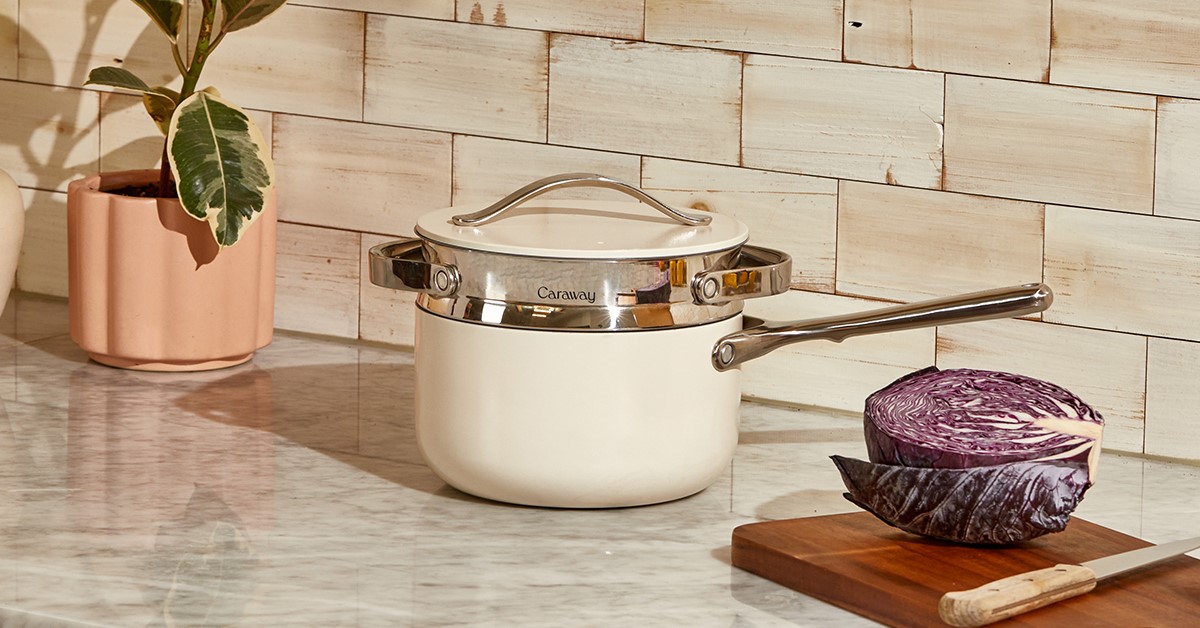 Caraway Large Steamer — Non-Stick Ceramic Coated Stainless Steel Steamer Basket