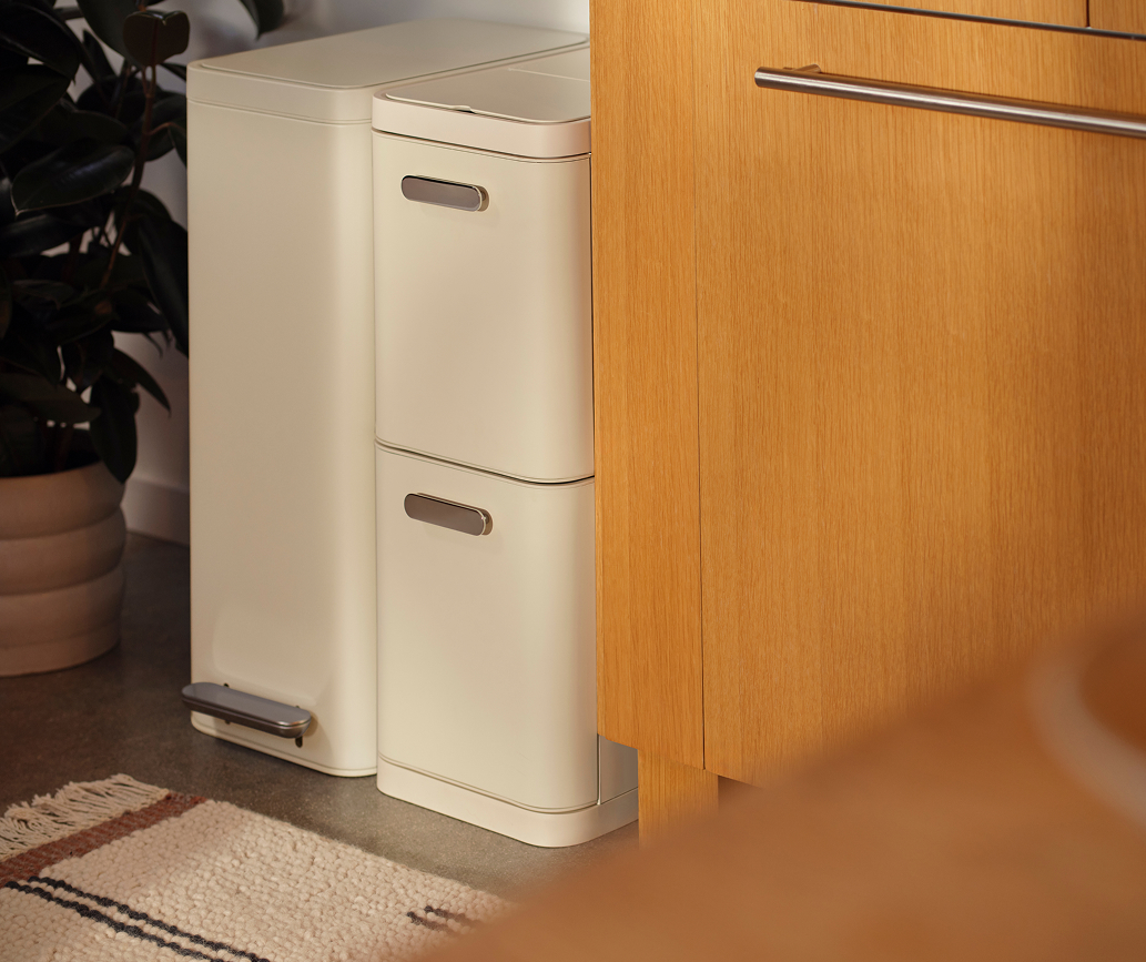 Caraway 45L 2-Drawer Recycling Bin — Dual Compartment, Fingerprint Resistant Finish
